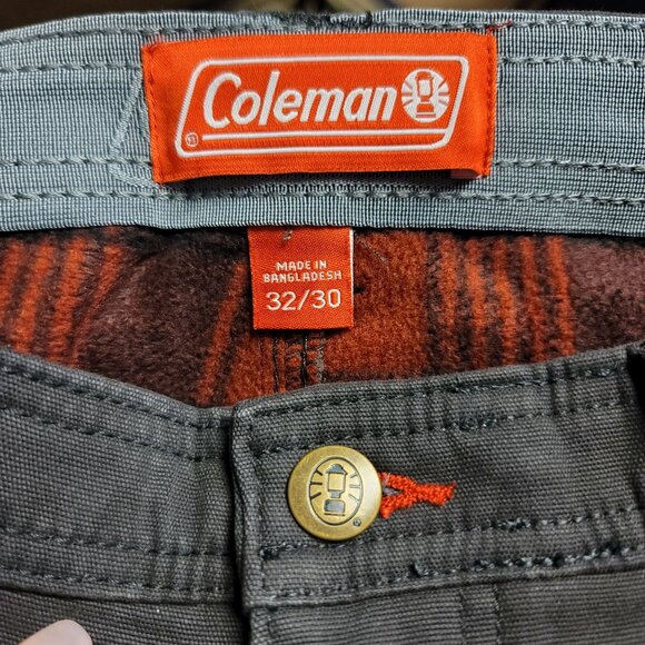 Coleman Fleece Lined Cargo Pants 32W 30L Stretch Tear Resistant Gray Winter Warm - Picture 2 of 7